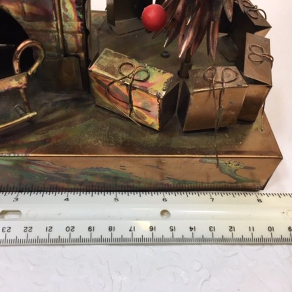 VTG Copper Christmas Spinning Tree/Fireplace w/out Lantern Table Decor Music - Picture 7 of 8